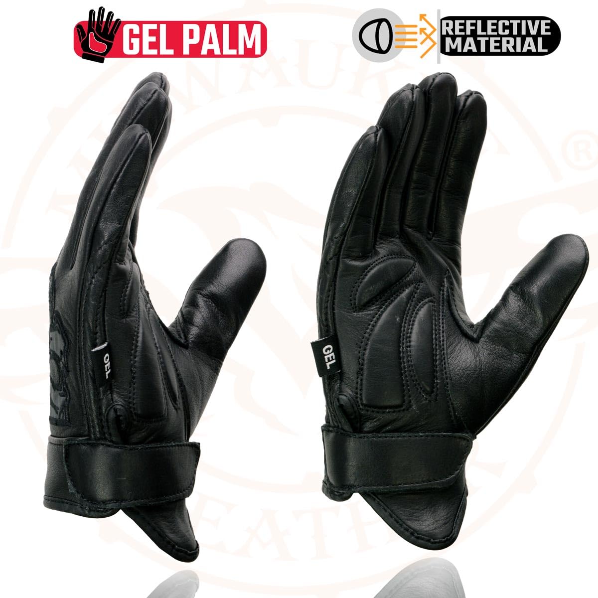 Milwaukee Leather Men'S Black Leather Reflective Skull Motorcycle Hand Gloves W/Gel Padded Palm Mg7570 - Medium