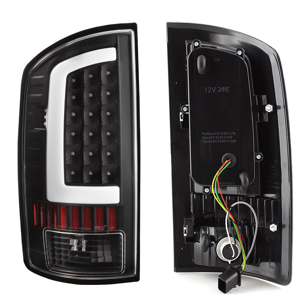 Akkon - For 03-06 Dodge Ram 1500 2500 3500 Led Drl Light Tube Black Tail Brake Light Lamp Assembly