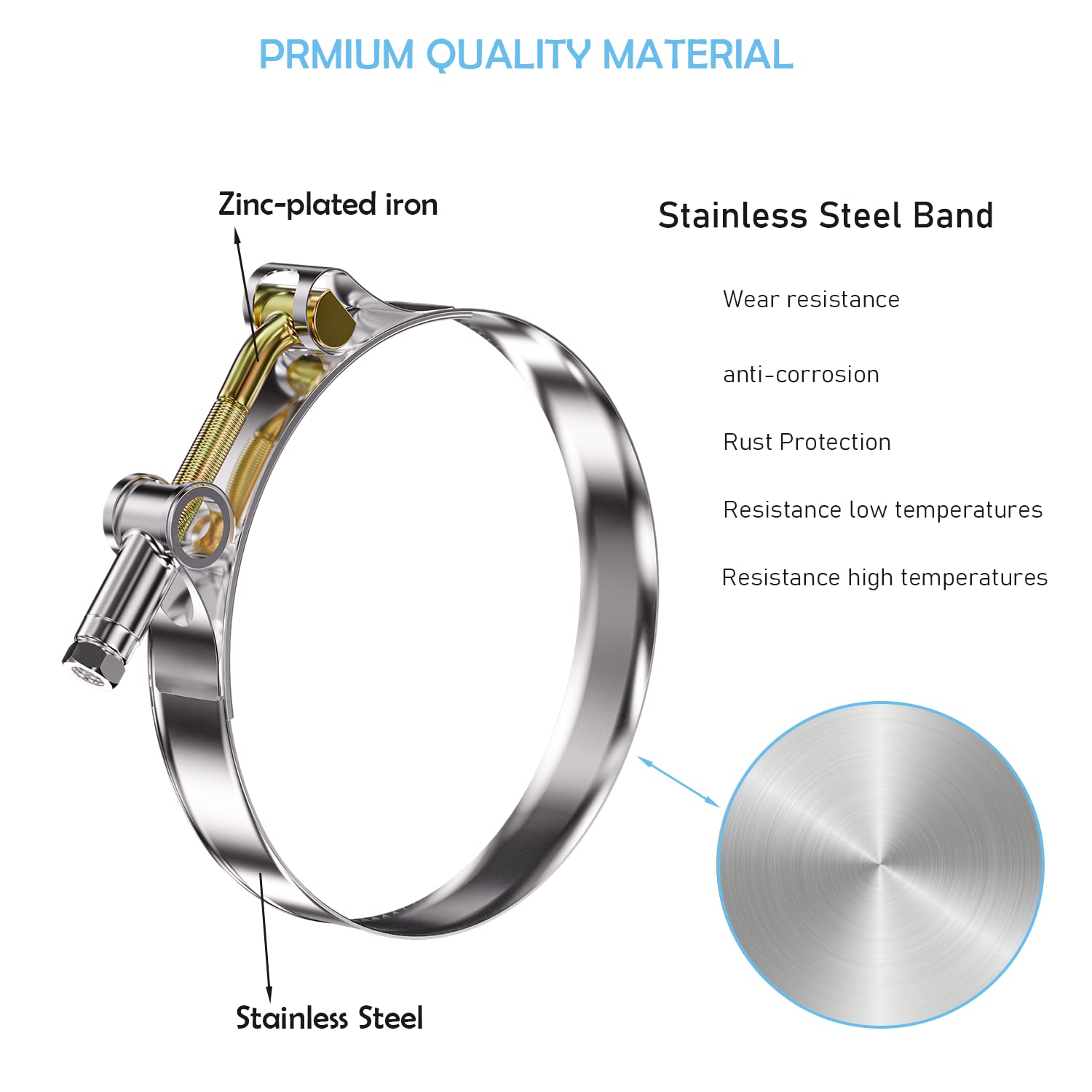 Peromi 10Pack T Bolt Hose Clamp 83-91Mm For 3 '' Hose Id, Stainless Steel Radiator Heavy Duty Hose Clamp Intake Clamp