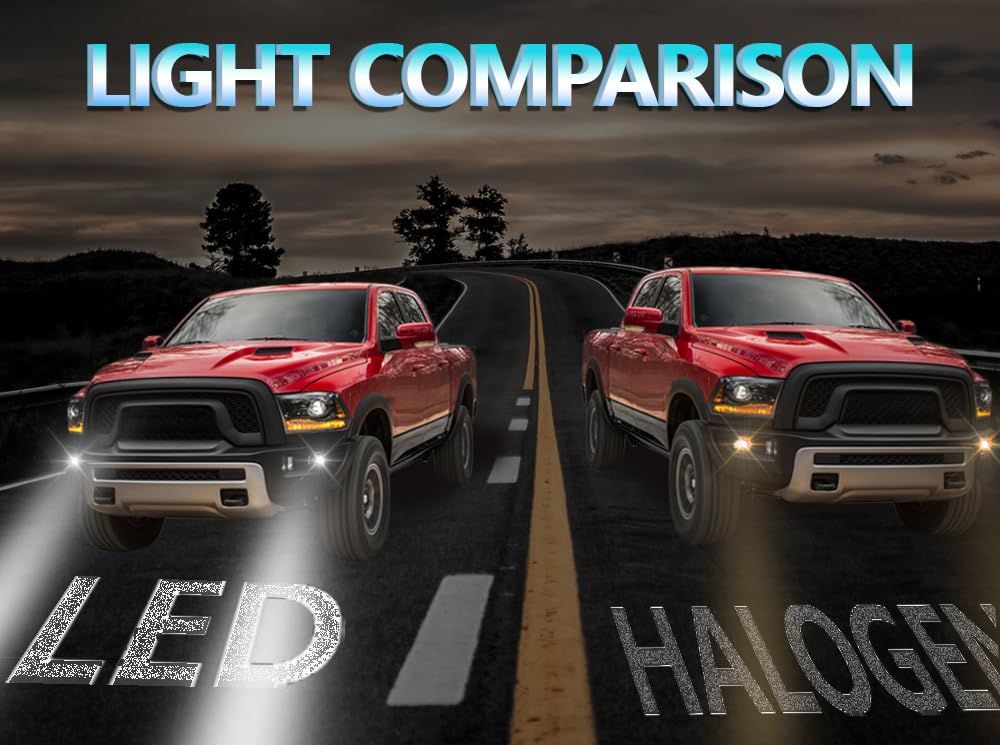 Grand Orang Led Fog Lights Compatible With Dodge Ram 2002-2009 Fog Lamps W/Switch Driver & Passenger Pair Clear Lens 55077475Ab