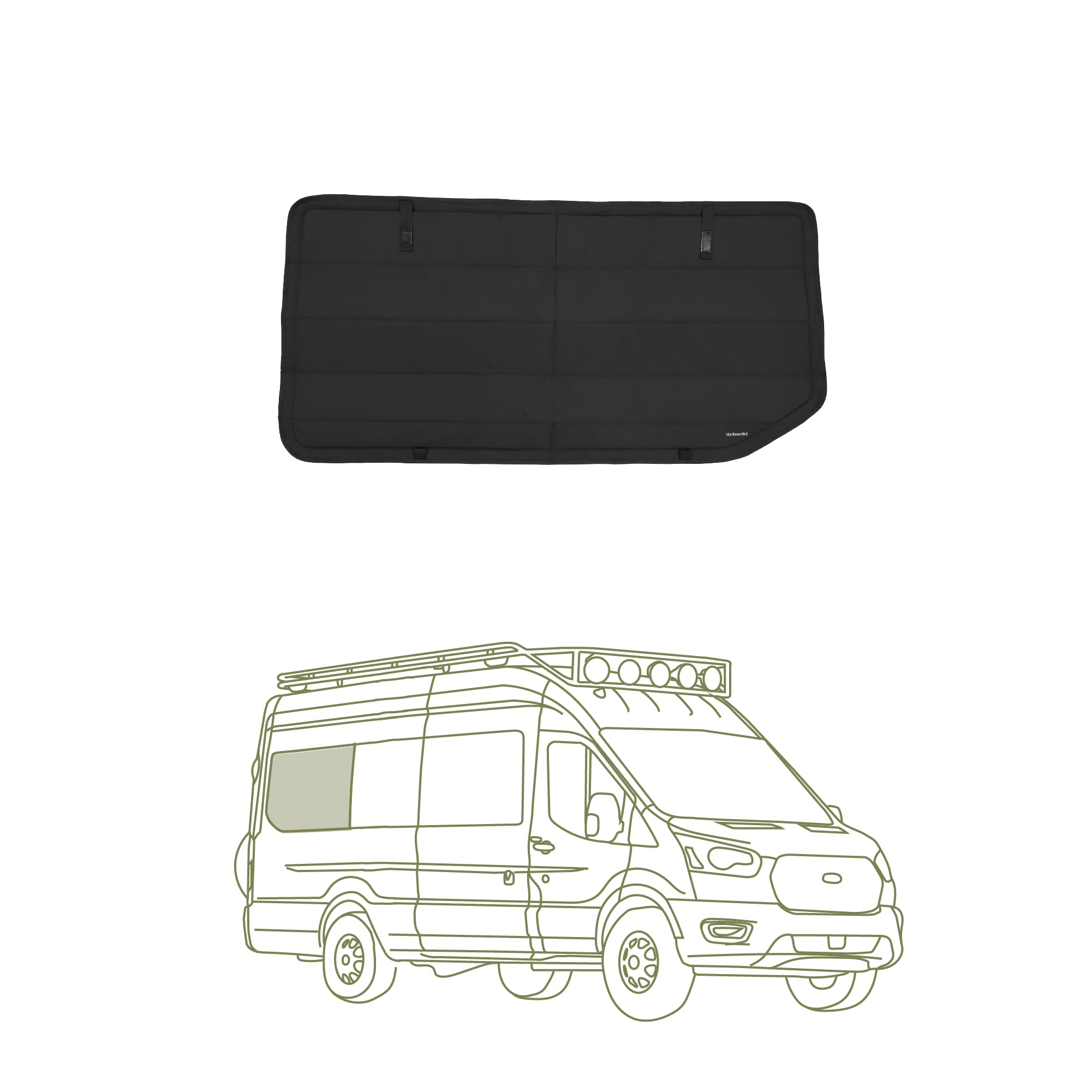 VanEssential Insulated Blackout Window Cover Designed for Ford Transit High/Medium Roof Full Plastic Trim 148 Extended Length Re