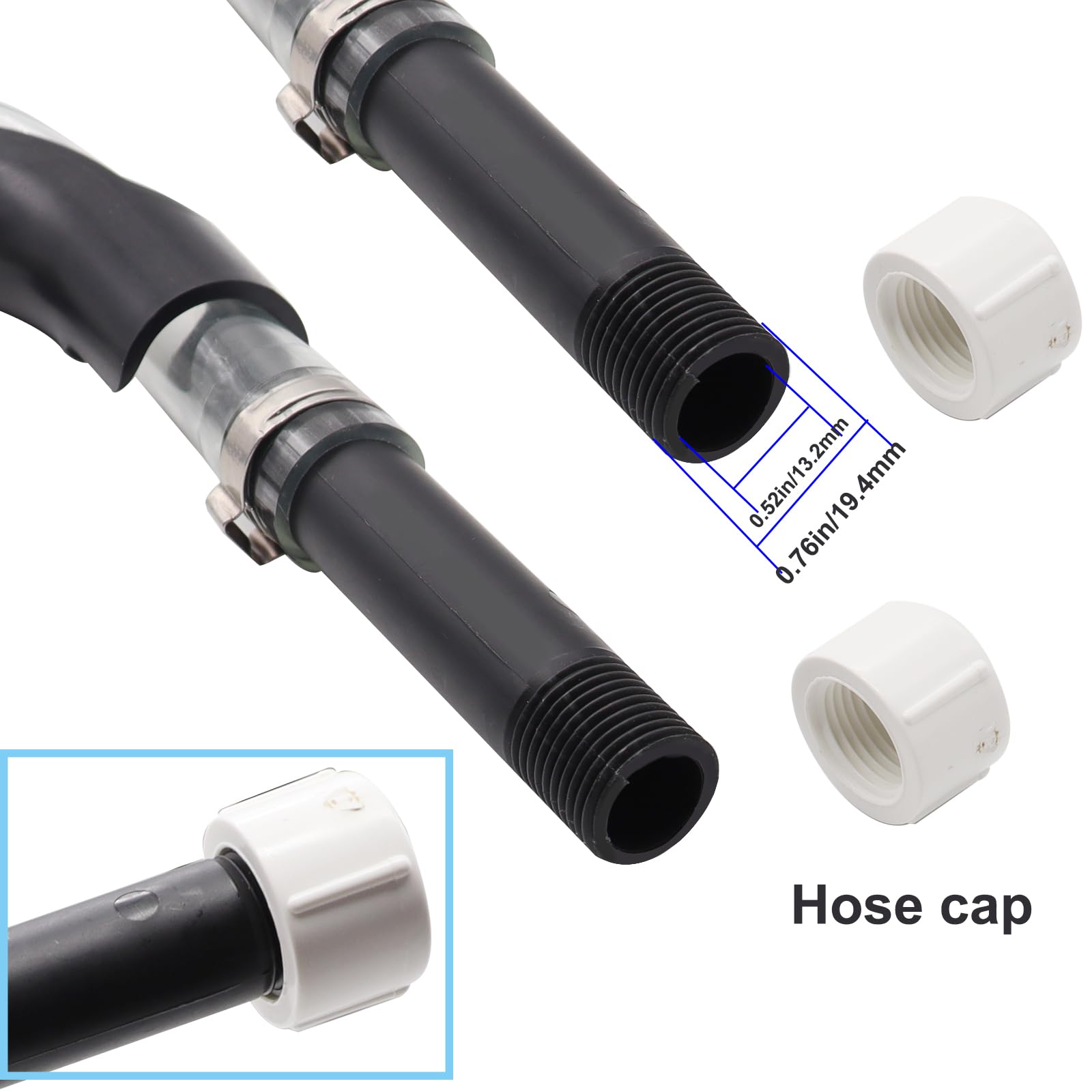 Taiss 4PCS Racing Fuel Jug Hose with Ball Valve & 2 Benders,14 Inch Fuel Filler Hose for LC2 Jugs Gas Can Spout Replacement Gas