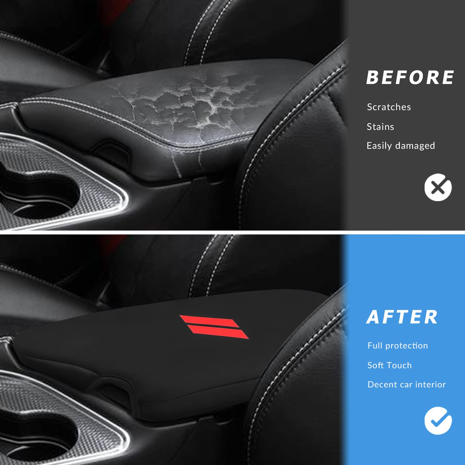 Intget Car Center Console Cover For 2022 2021 2020 Dodge Challenger Accessories 2019 2018 2017 2016 2015 Neoprene Challenger Armrest Cover Interior Console Lid Protector Cushion Pad Dog Seat Cover