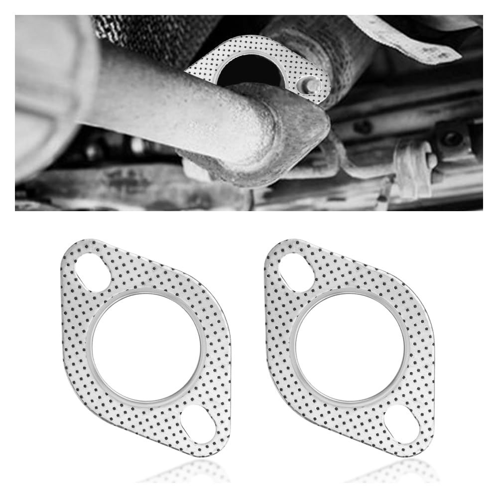 2Pcs Car Exhaust Gasket,2'' 2-Bolt Exhaust Flange Gasket Replacement Oem#120-06310-0002,Standard Exhaust Manifold Gasket Car Acc