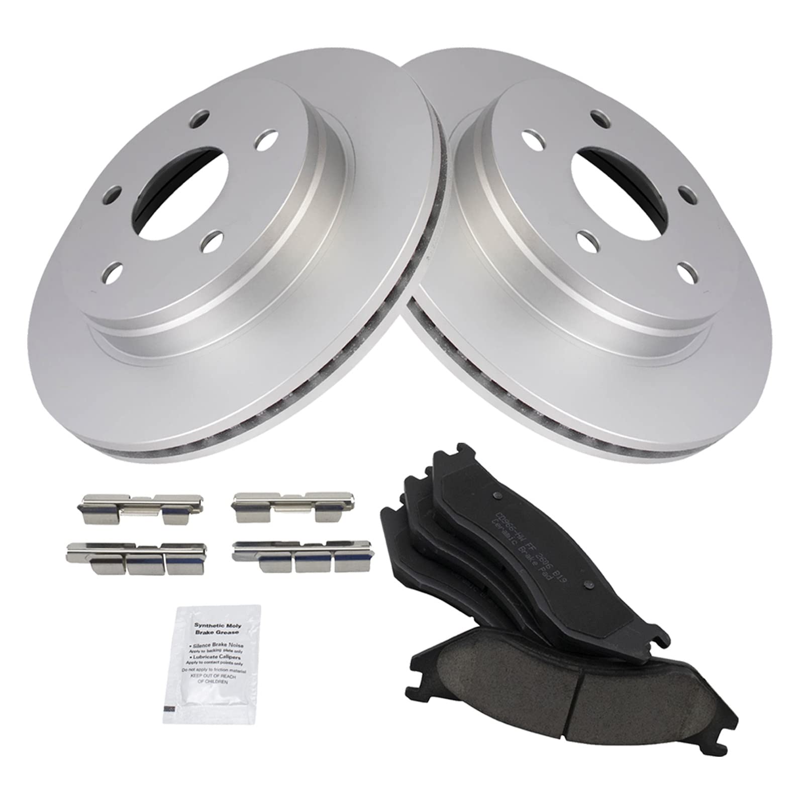 Trq Front Brake Pad & Rotor Kit Brake Pads Brake Rotor Ceramic Premium G-Coated Compatible With 2004-2006 Dodge Durango 2003-200