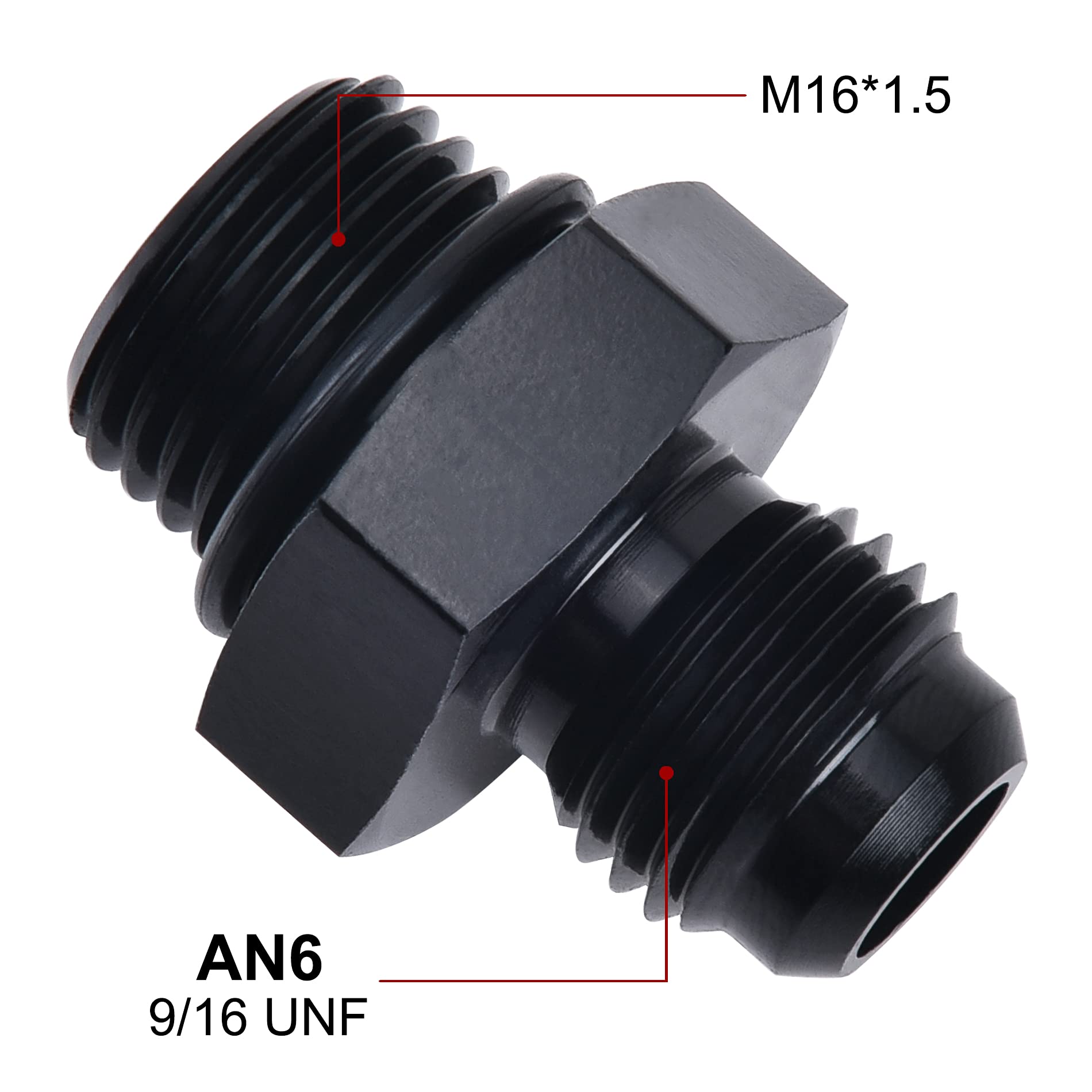 Evil Energy 6An Male Flare To M16 X 1.5Mm Male Metric Fitting Adapter Aluminium Alloy 2Pcs