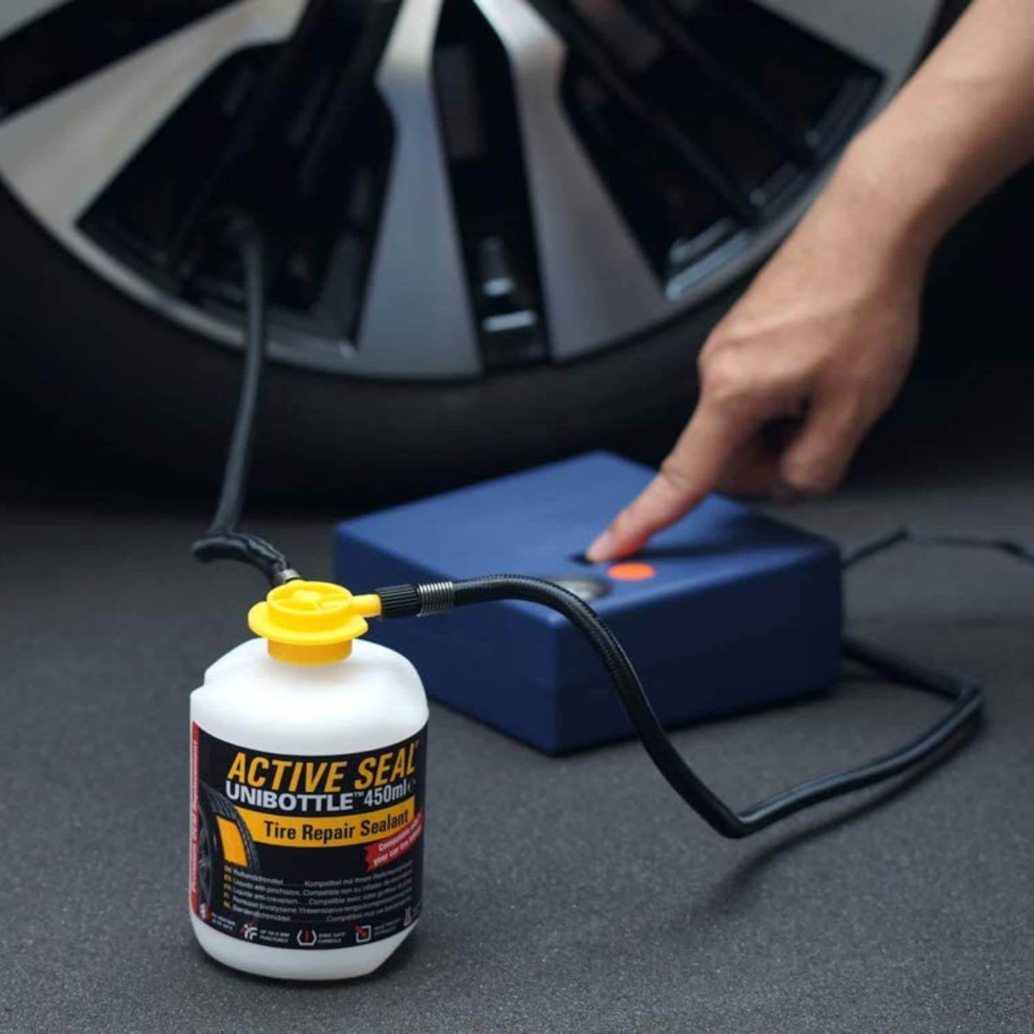 AIRMAN Tire Repair Sealant 450ml - Universal Use with Any Compressor, Quick and Easy Tire Fix Solution