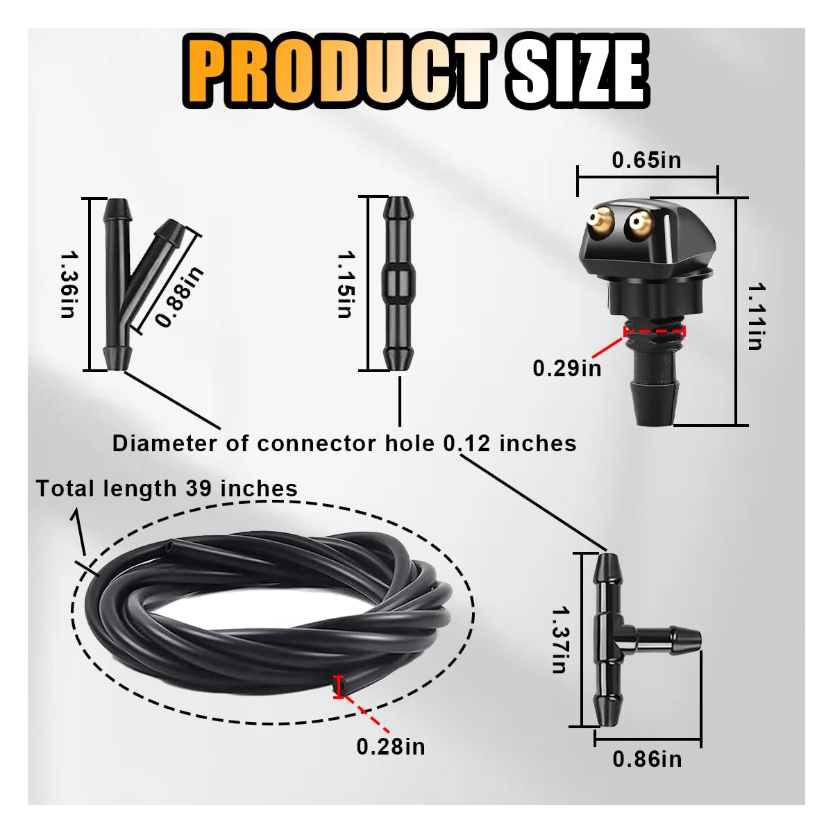 Car Front Windshield Washer Nozzles, Washer Nozzle Kit Car Double-hole Wiper Washer, Auto Washer Nozzles Window Wiper Spray for