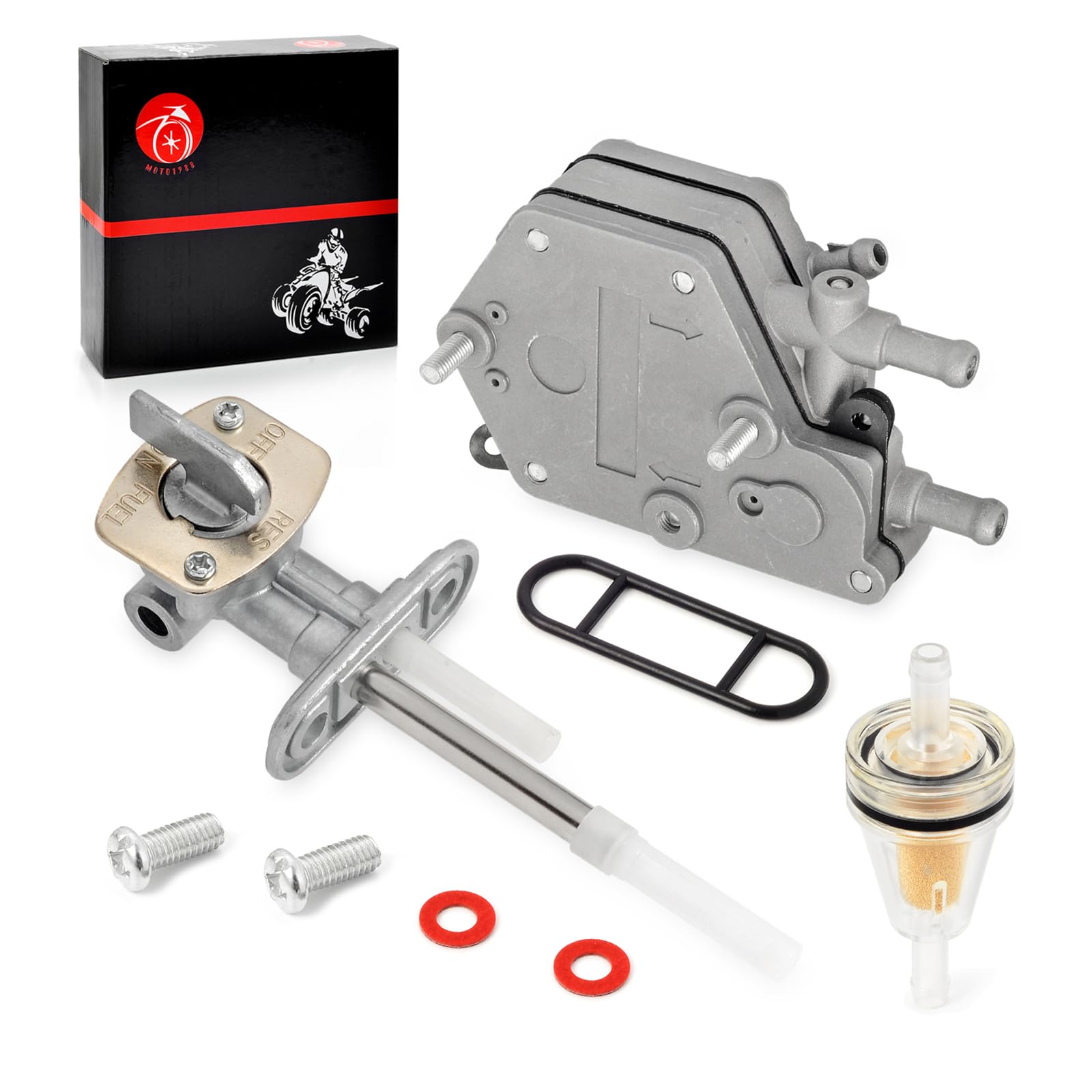 MOTO1988 Fuel Valve Petcock & Pump for Polaris Outlaw/Predator 500, Models 7052331 & 3088070, 2003-2007