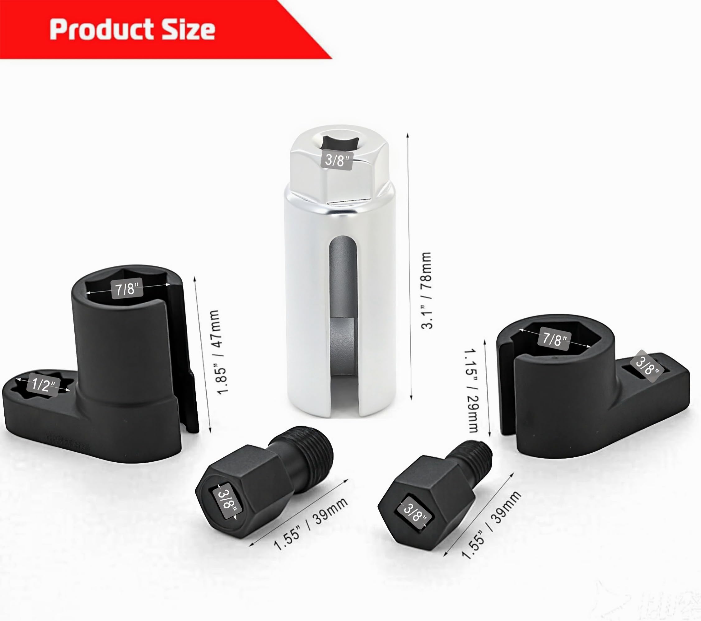 A Abigail 5 Pcs Automotive O2 Oxygen Sensor Socket Offset Wrench Remover Tool And Thread Chaser Tool