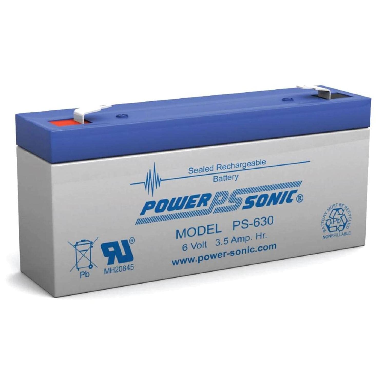 Power Sonic 6V 3Ah Sealed Lead Acid Battery - Replacement for PS-630, F1 Terminal