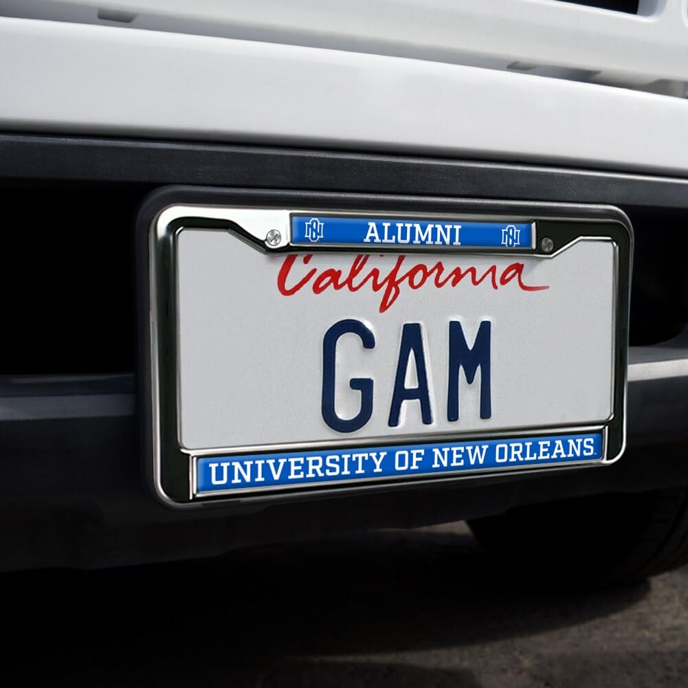 The University of New Orleans Alumni Full Size Standard License Plate Metal Frame