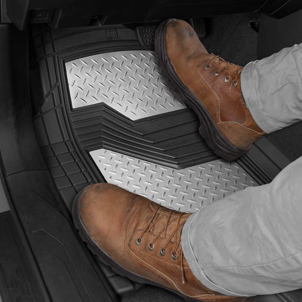 CAT BDK Heavy Duty Rubber Floor Mats for Car SUV Truck & Van-All Weather Protection, Front & Rear with Heelpad & Anti-Slip Nibs