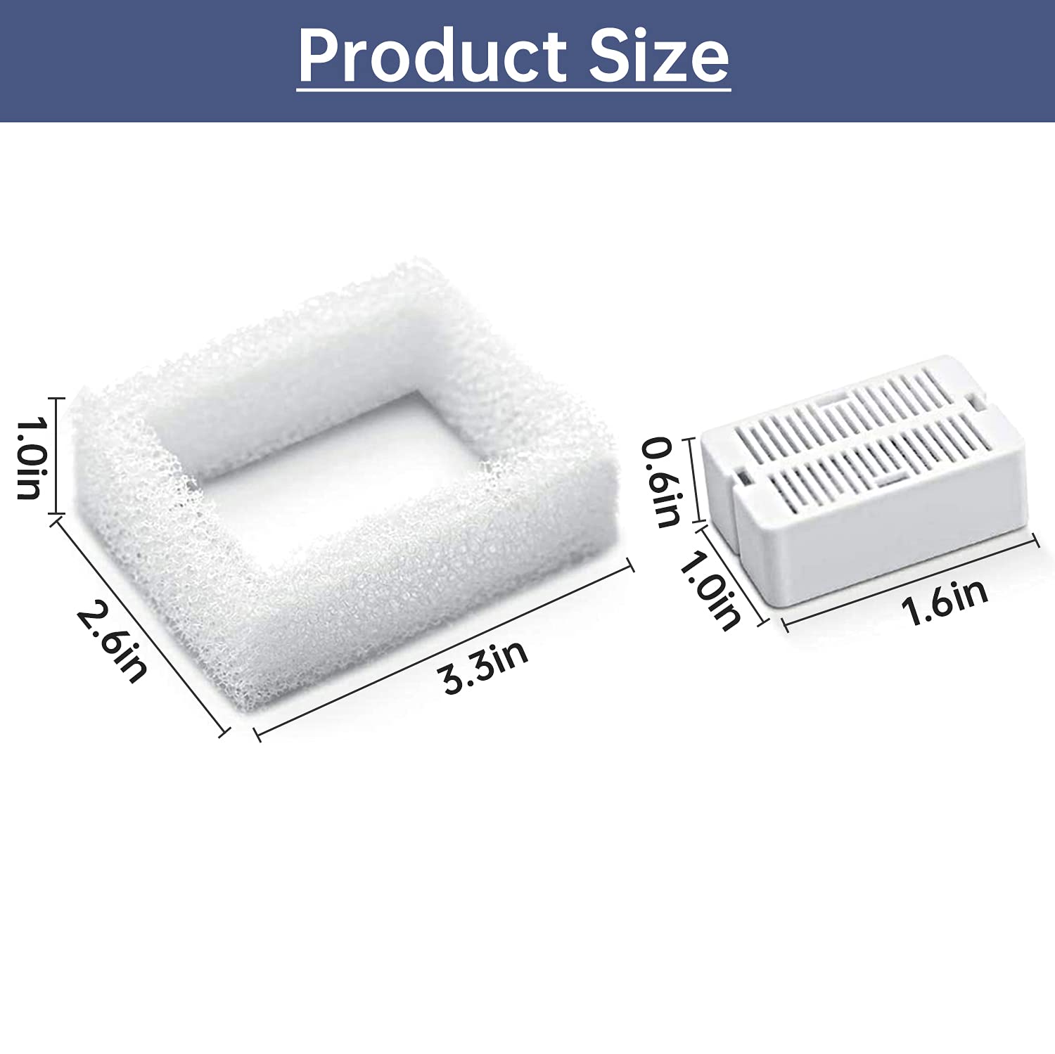 KANCHOU Cat Water Fountain Filters Set - 8 Carbon & 2 Foam Filters for Ceramic & Stainless Steel Fountains - 10 Piece Set