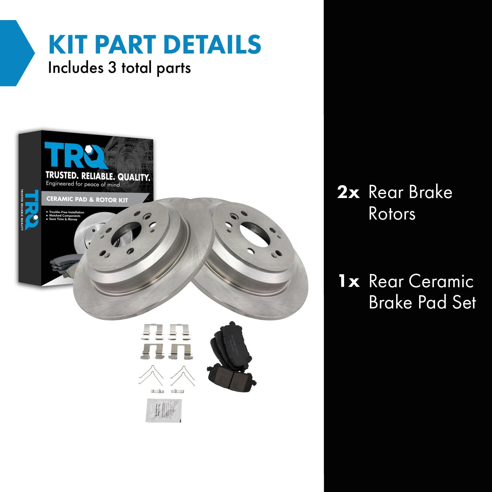Trq Rear Brake Pad & Rotor Kit Brake Pads Brake Rotor Ceramic Compatible With 2019-2022 Honda Passport 2016-2022 Pilot 2017-2022