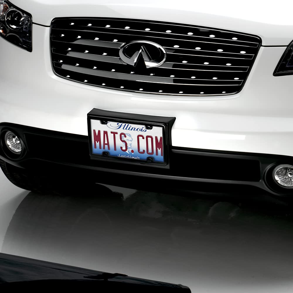 WeatherTech ClearCover License Plate Cover and Frame, Brushed Stainless/Black