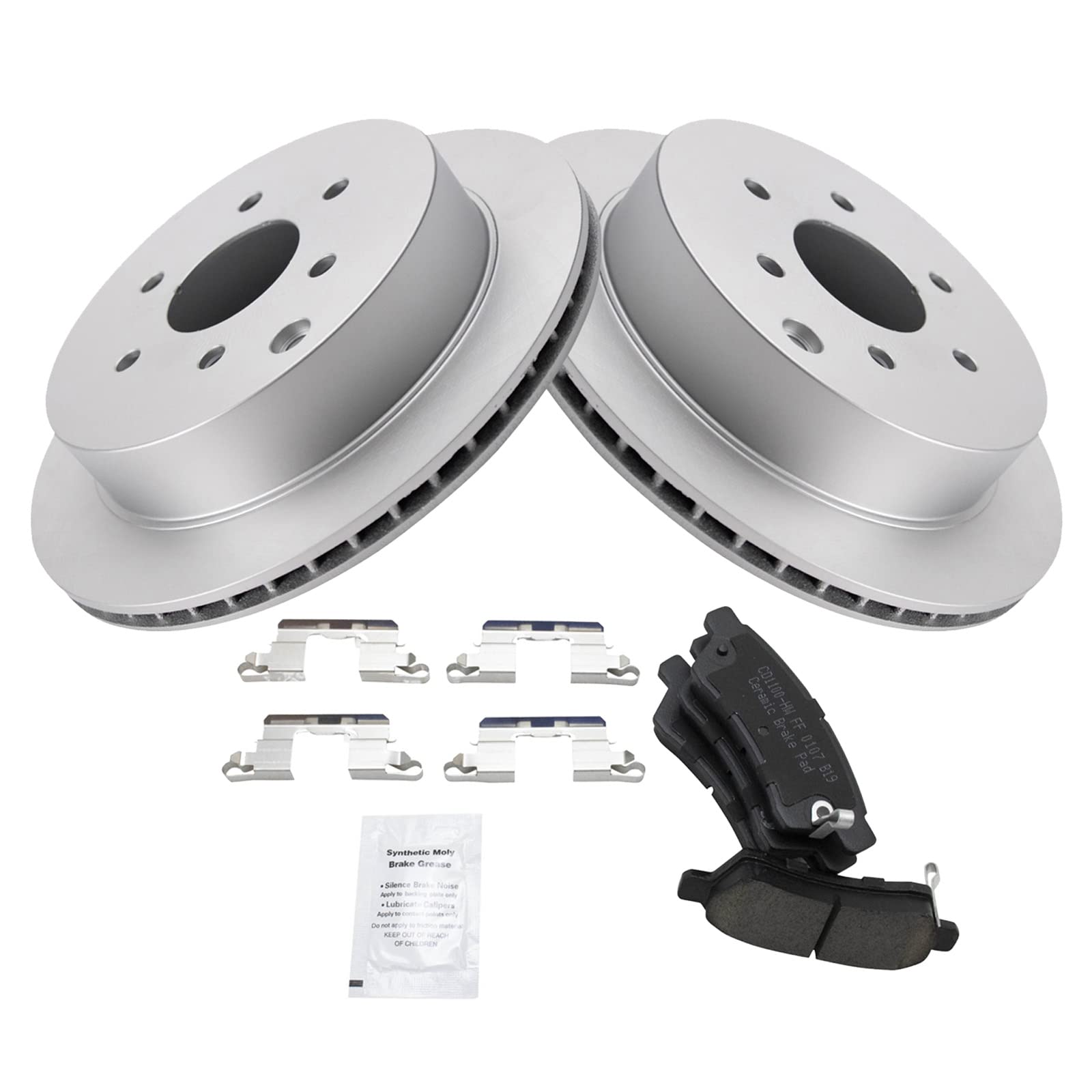Trq Rear Brake Pad & Rotor Kit Brake Pads Brake Rotor Ceramic Premium G-Coated Compatible With 2005-2019 Nissan Frontier 2005-20