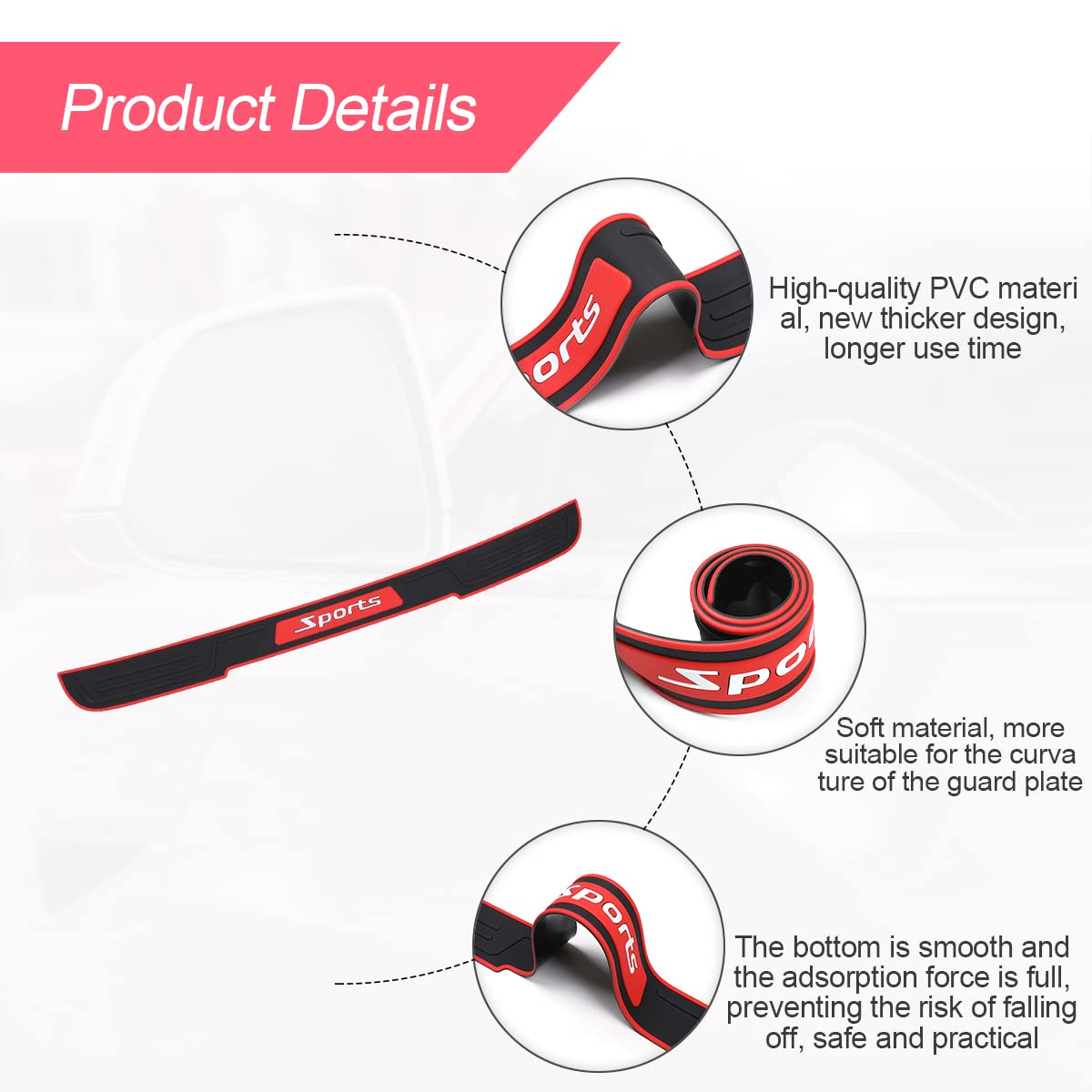 Rear Bumper Guard Protector For Car, Universal Black Rubber Scratch-Resistant Non-Slip Trunk Door Protector For Most Cars, Car E