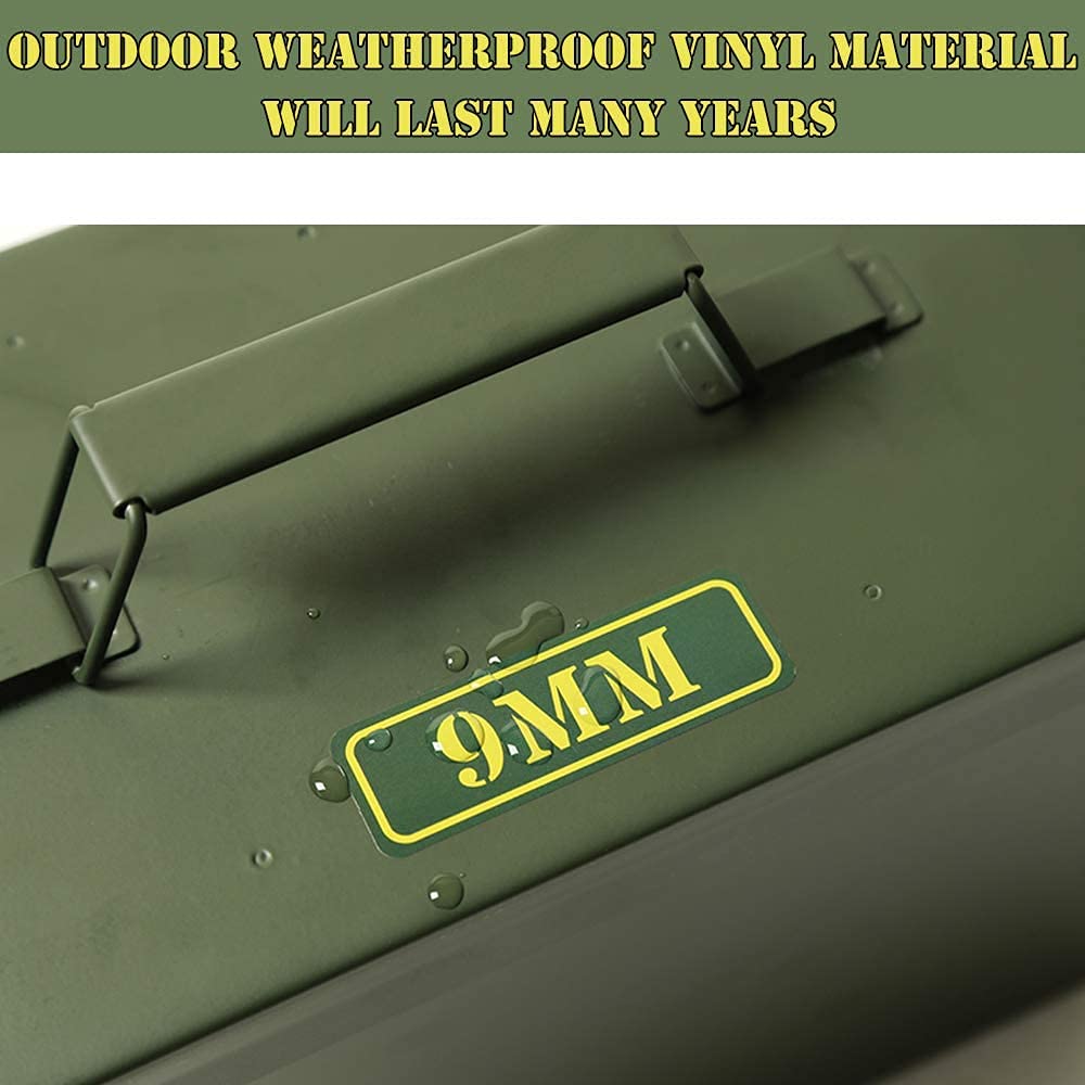 Ammo Can Vinyl Sticker Set Decal Label .410 .44 .45-70 .22 .223 .308 9MM .380 .45 5.56 7.62 (80 Pack/40 Varieties) Choose Your V