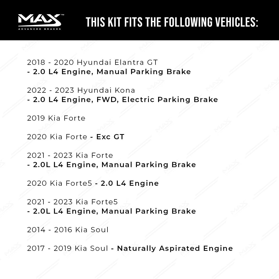 Max Advanced Brakes Front & Rear Brake Kit For 2018-2020 Hyundai Elantra Gt 2019-2021 Kia Forte 2014-2019 Kia Soul Replacement Premium Oe Disc Brake Rotors And Ceramic Brake Pads