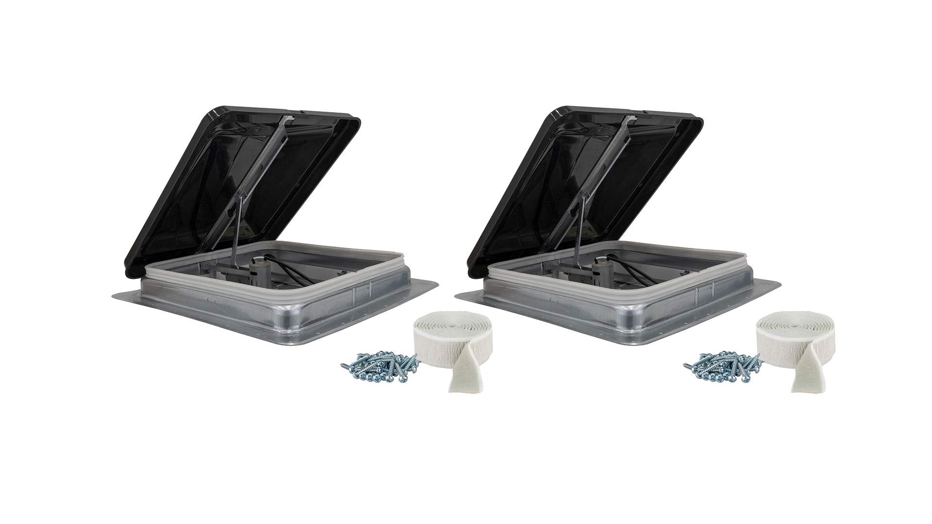 Hengs Industries 14'' Rv Roof Vent Kit W/Butyl Tape W/12 Volt Fan | Tinted | #74112-C | Rv Replacement Vent (2)