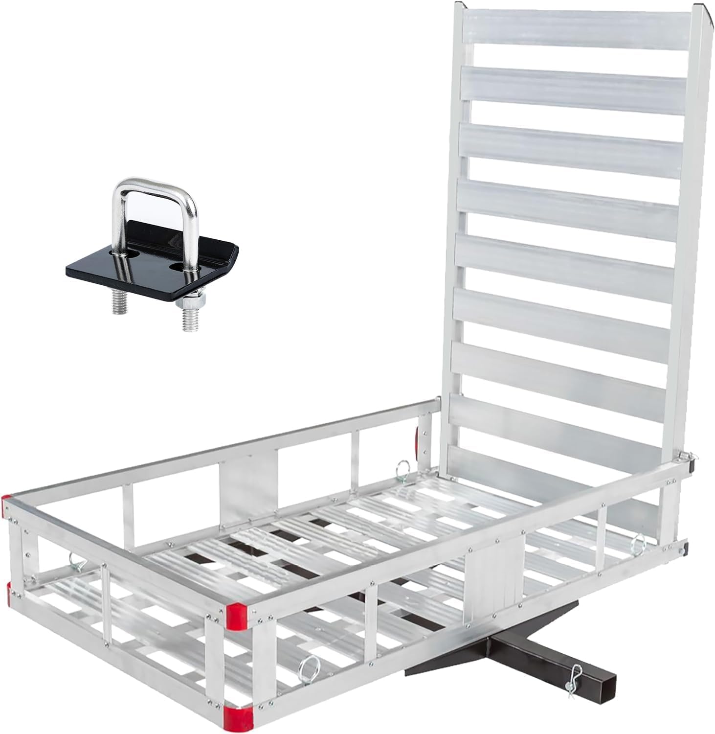 Maxxhaul 50945 50 Inch X 29.5 Inch Trailer Hitch Mount Aluminum Mobility Carrier With 47 Inch Ramp And Hitch Tightener For Rv Tr