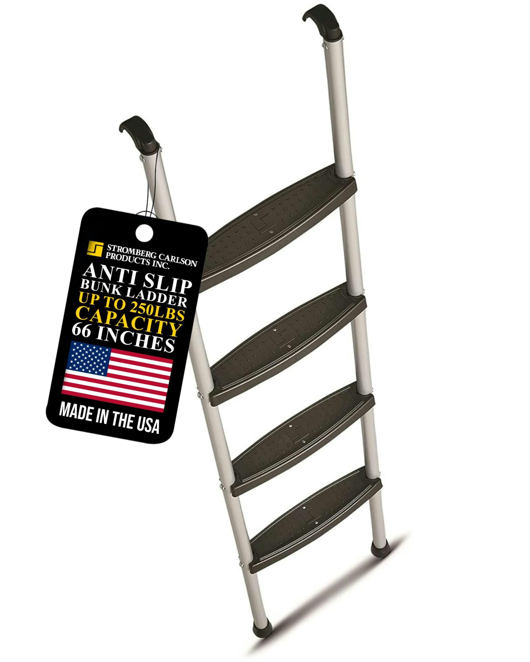 Stromberg Carlson Interior Bunk Ladder, Kd, Rv Bunk Ladder, Bunk Bed Ladder With Injection Molded Treads, Hooks And Mounting Hardware Included, Can Be Used As Dorm Loft Ladder - Silver 66