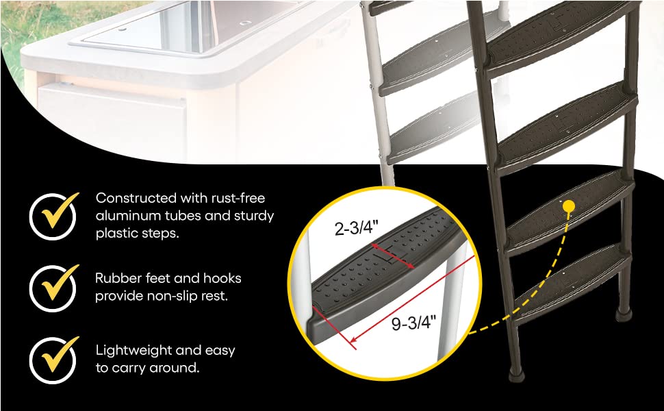 Stromberg Carlson Interior Bunk Ladder, Kd, Rv Bunk Ladder, Bunk Bed Ladder With Injection Molded Treads, Hooks And Mounting Hardware Included, Can Be Used As Dorm Loft Ladder - Black 66