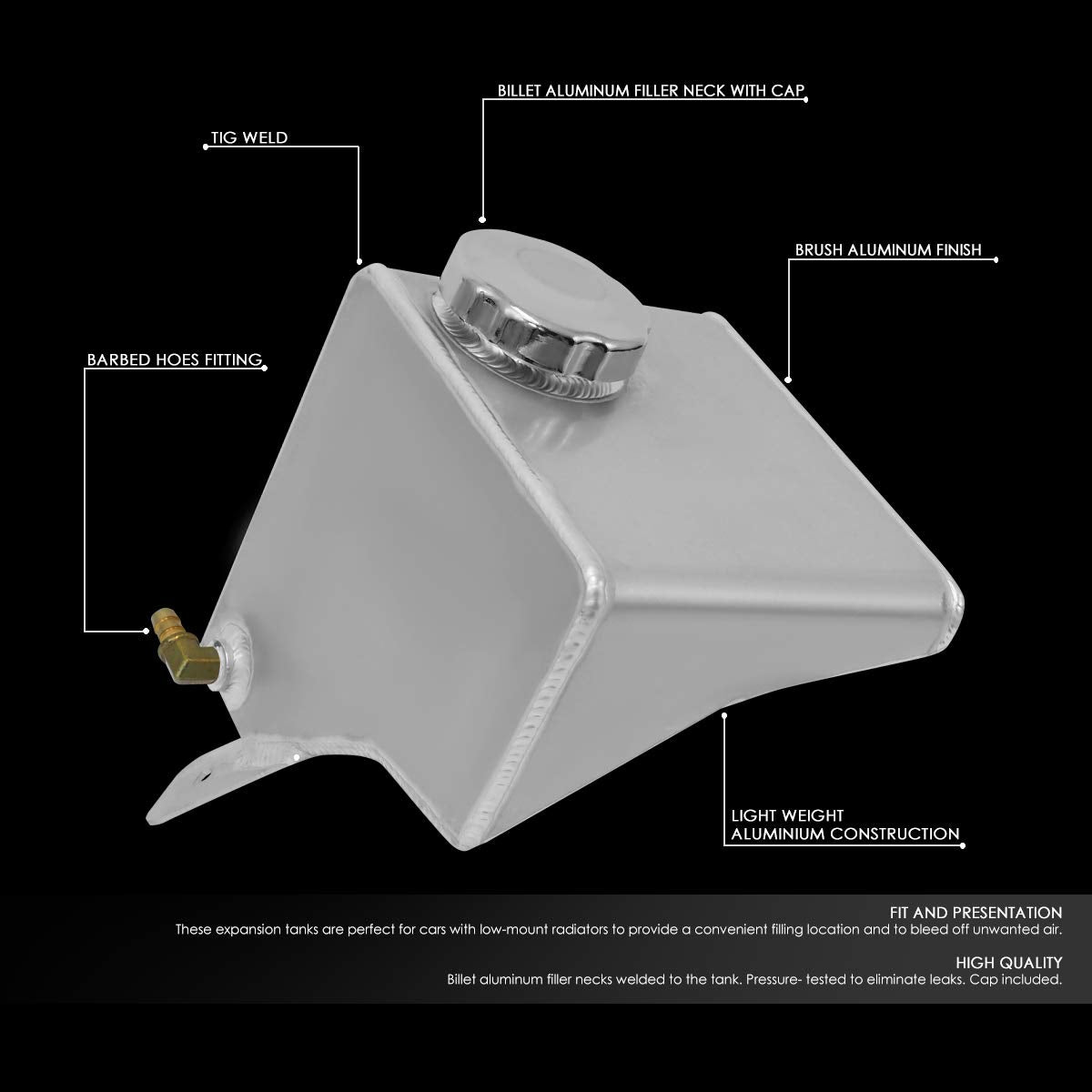 DNA MOTORING Aluminum Coolant Expansion Tank TANK-COL-016 for 82-92 Camaro/Firebird - Metallic Finish