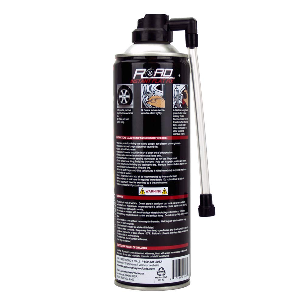 Road Instant Fixes Flat Tire Easy Hose Tire Inflator Air Filler Sealant 16Oz (6 Pack)