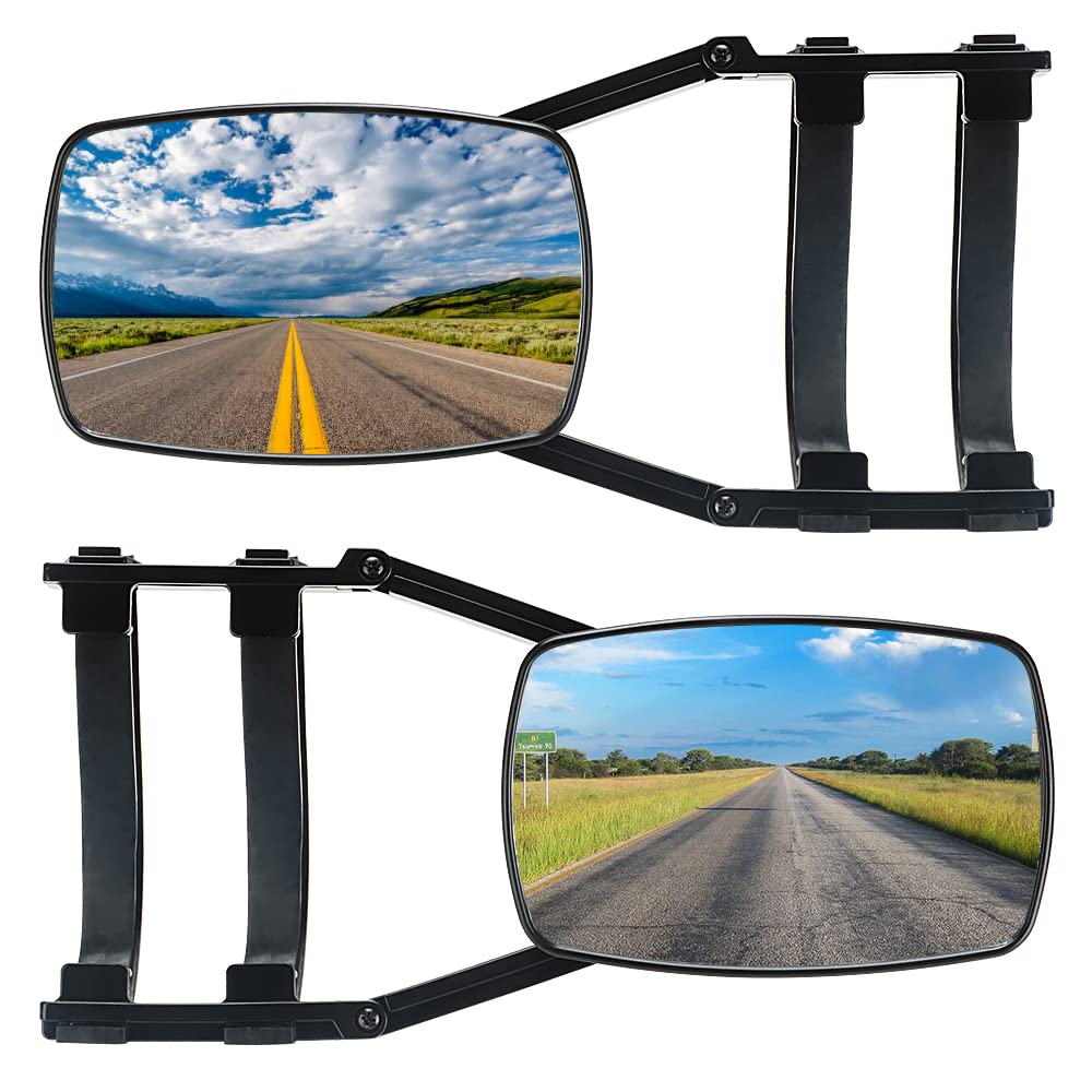 Lifronkit Universal Clip-on Towing Mirrors Extended Mirrors for Towing 360 Degree Rotation Adjustable Towing Mirror, Black, 2 Pi