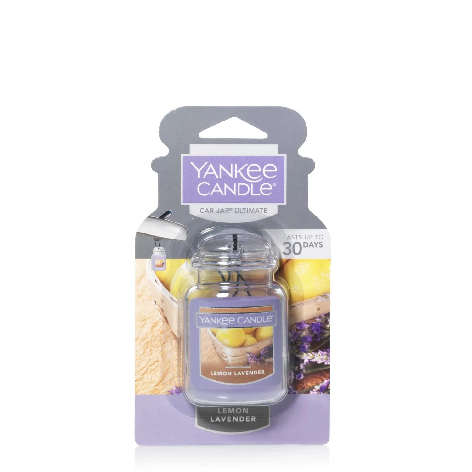 Yankee Candle Car Air Fresheners, Hanging Car Jar Ultimate Lemon Lavender Scented, Neutralizes Odors Up To 30 Days,Purple