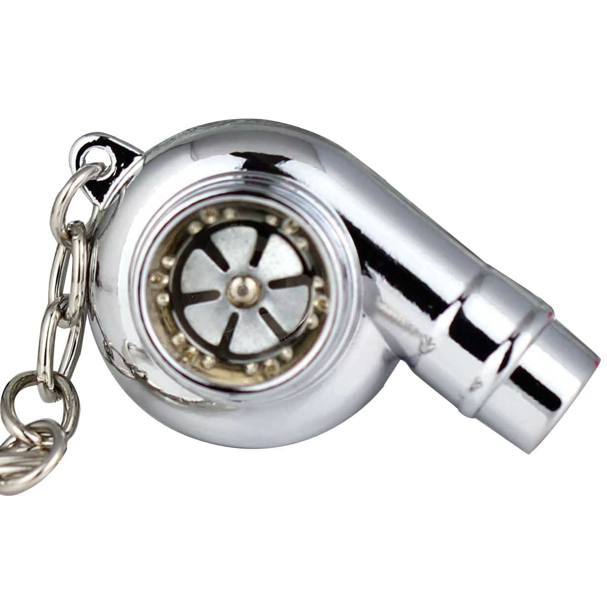 maycom Creative Spinning New Chrome Polished Silver Turbo Turbocharger Keychain Key Chain Ring Keyring Keyfob,make Whistle Sound