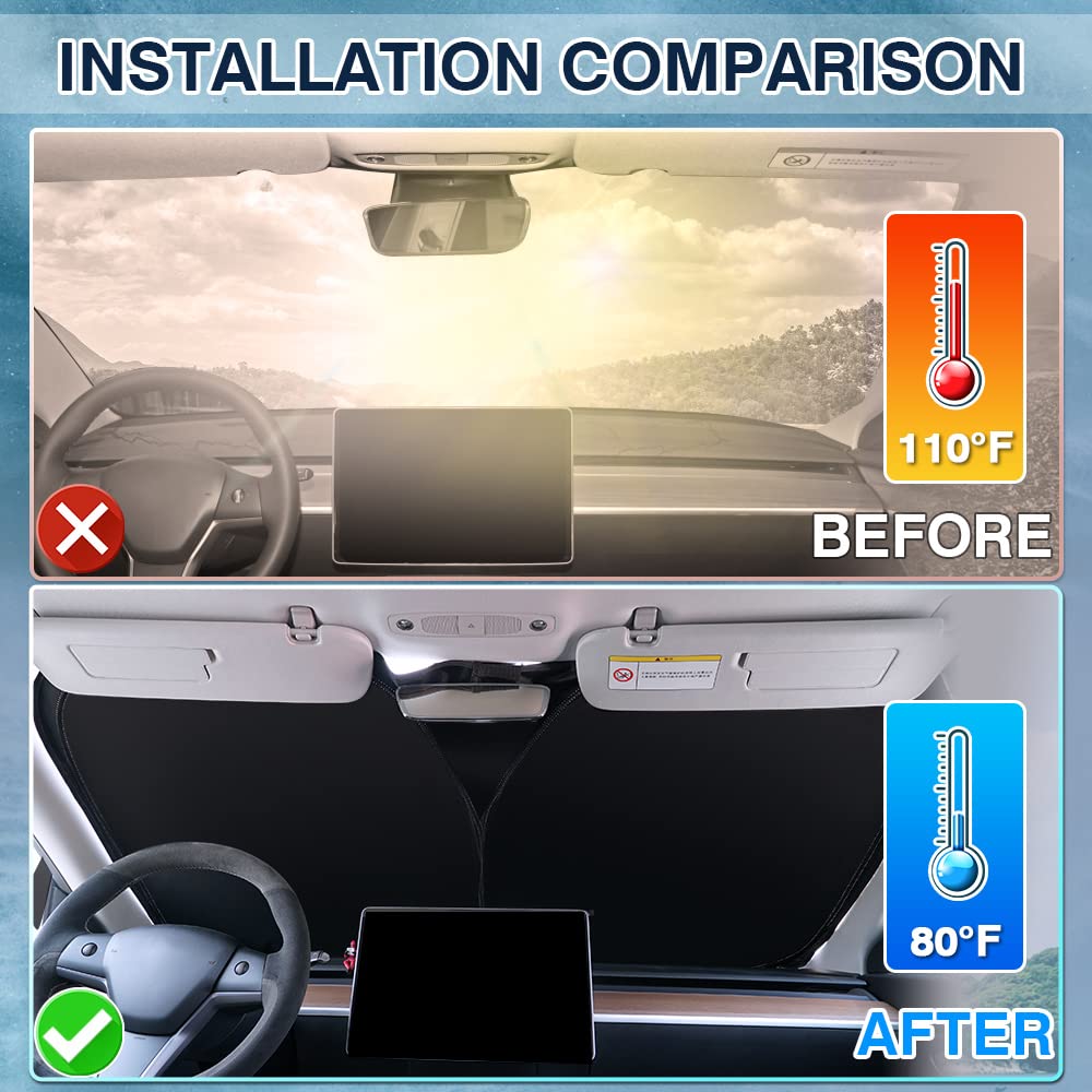 Karltys Front Windshield Sun Shade For 2017-2022 Honda Crv, Foldable Window Sunshade Cover Custom Fit Cr-V, 240T Thickened Sun S