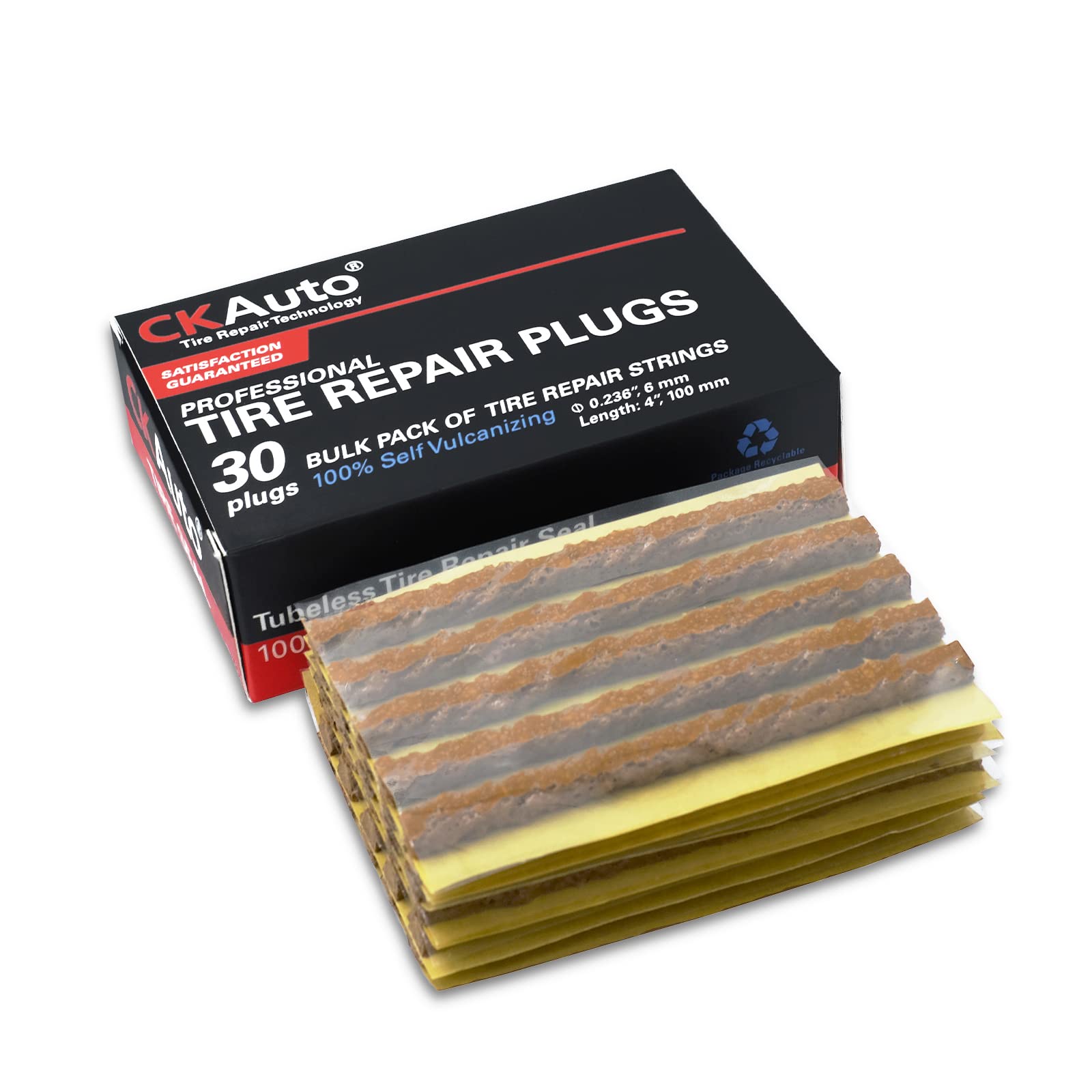 Ckauto 30Pcs 4'' Brown Tire Repair Strings, Automotive Tool Tire Repair Plugs For Tubeless Off-Road Tires Car, Bike, Atv, Utv, W