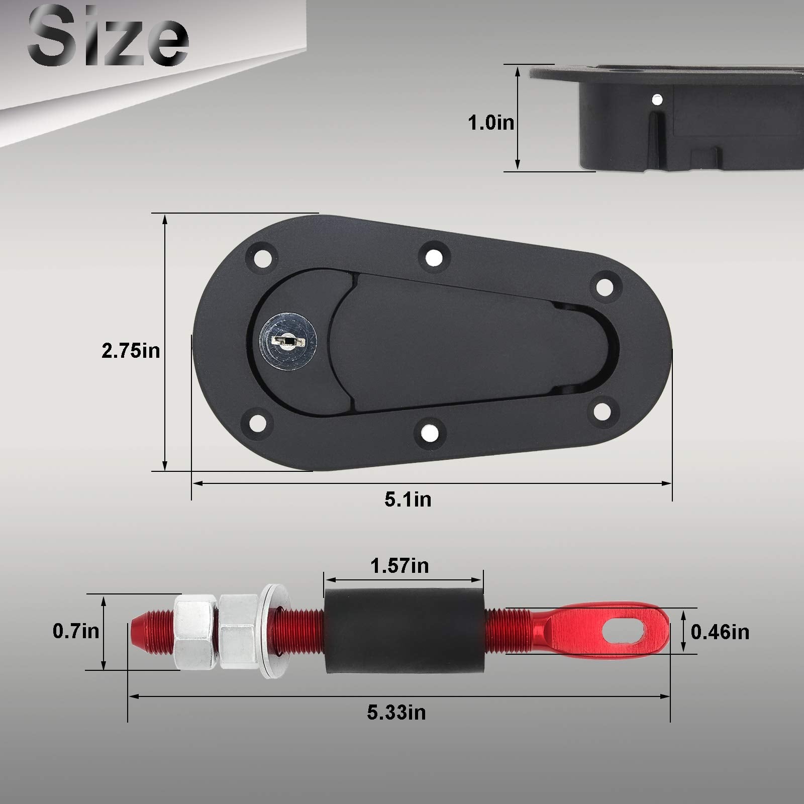 Tioit Coeme Flush Hood Latch And Pin Kit - Black