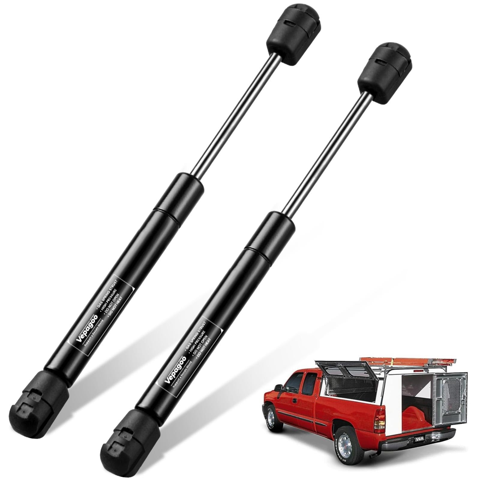 Vepagoo 12 Inch 100Lb Gas Struts Shocks For Camper Shell Rear Window, Weatherguard Tool Box Lid, Truck Canopy Cap Cover, Lift Su