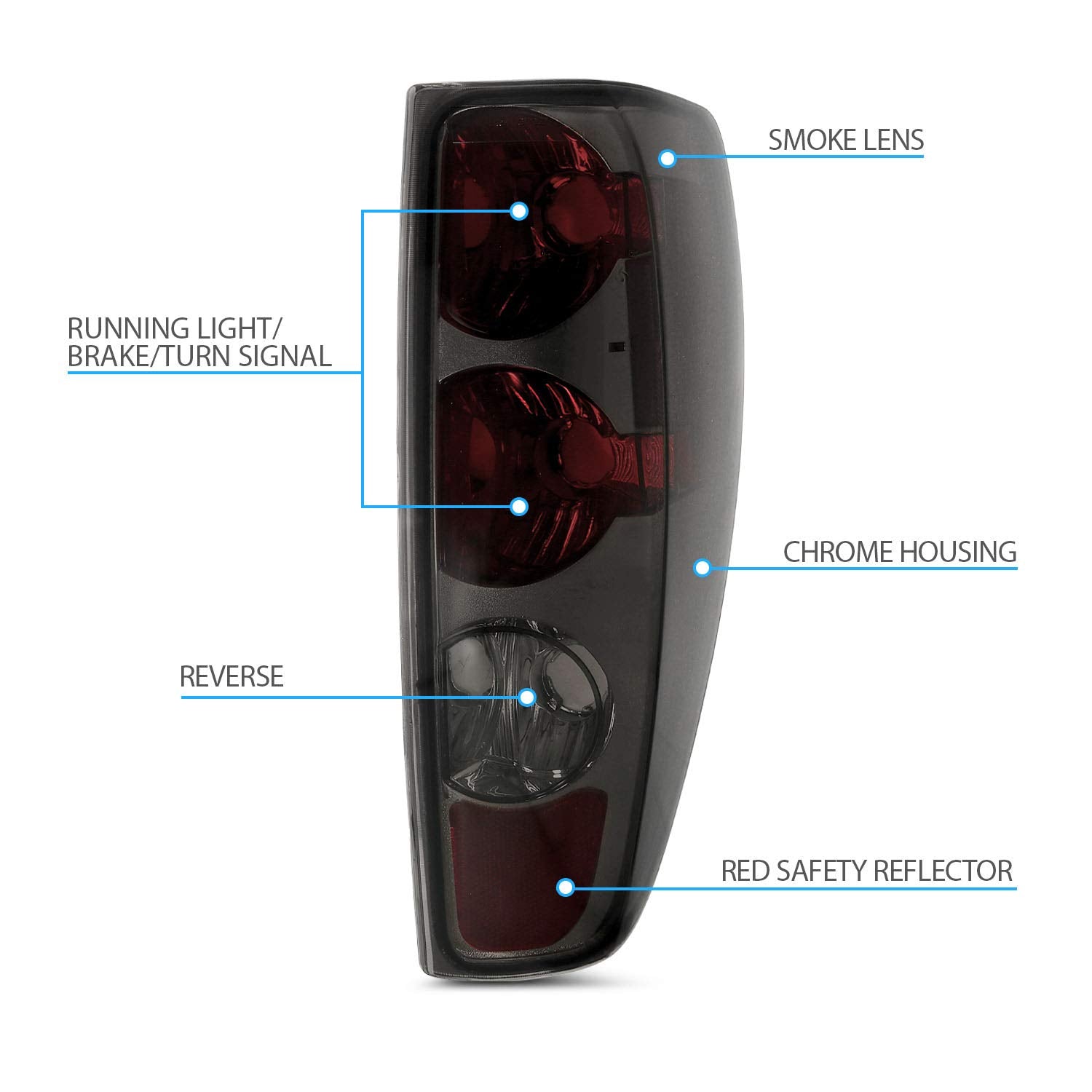 AmeriLite Replacement Brake Tail Lights Set for 04-12 Chevy Colorado/GMC Canyon - Smoke - Driver & Passenger Side