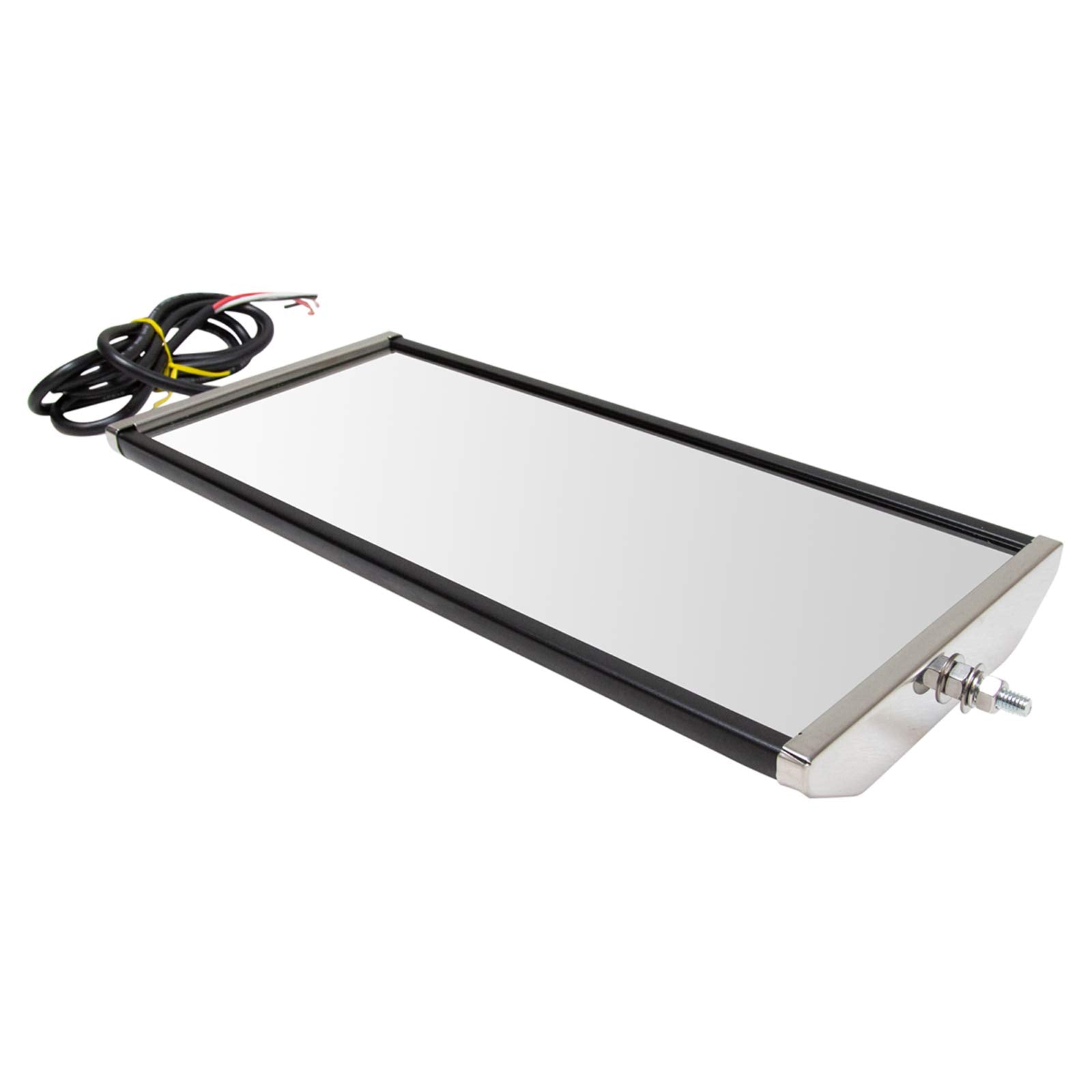 TRQ Manual Heated West Coast Mirror, Stainless Steel, 16x7, Fits 2008-19 Freightliner Cascadia, 2002-19 International 4300/4400, Model