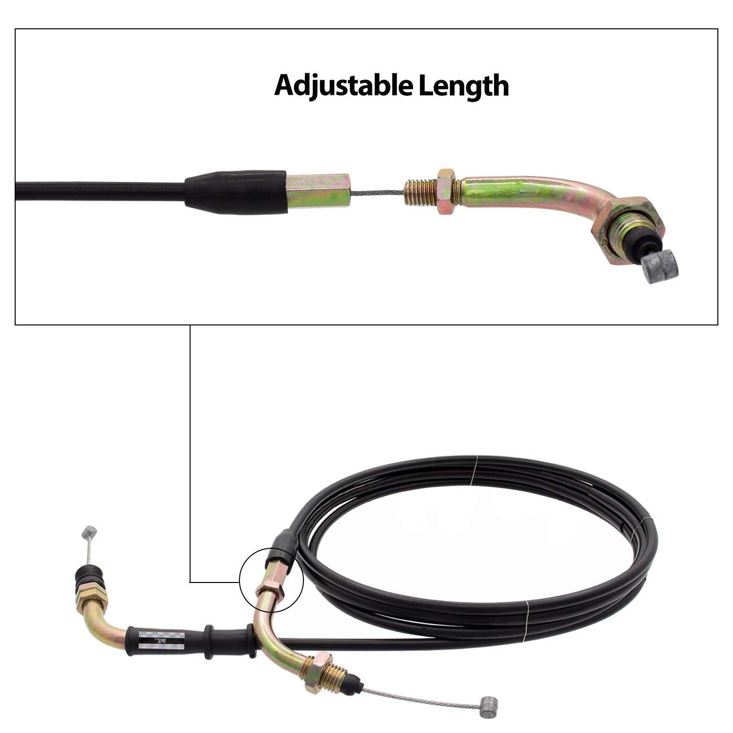 1PZ GS1-S78 Universal Throttle Twist Grip Set with Cable for 50cc-150cc Scooters, Black Plastic