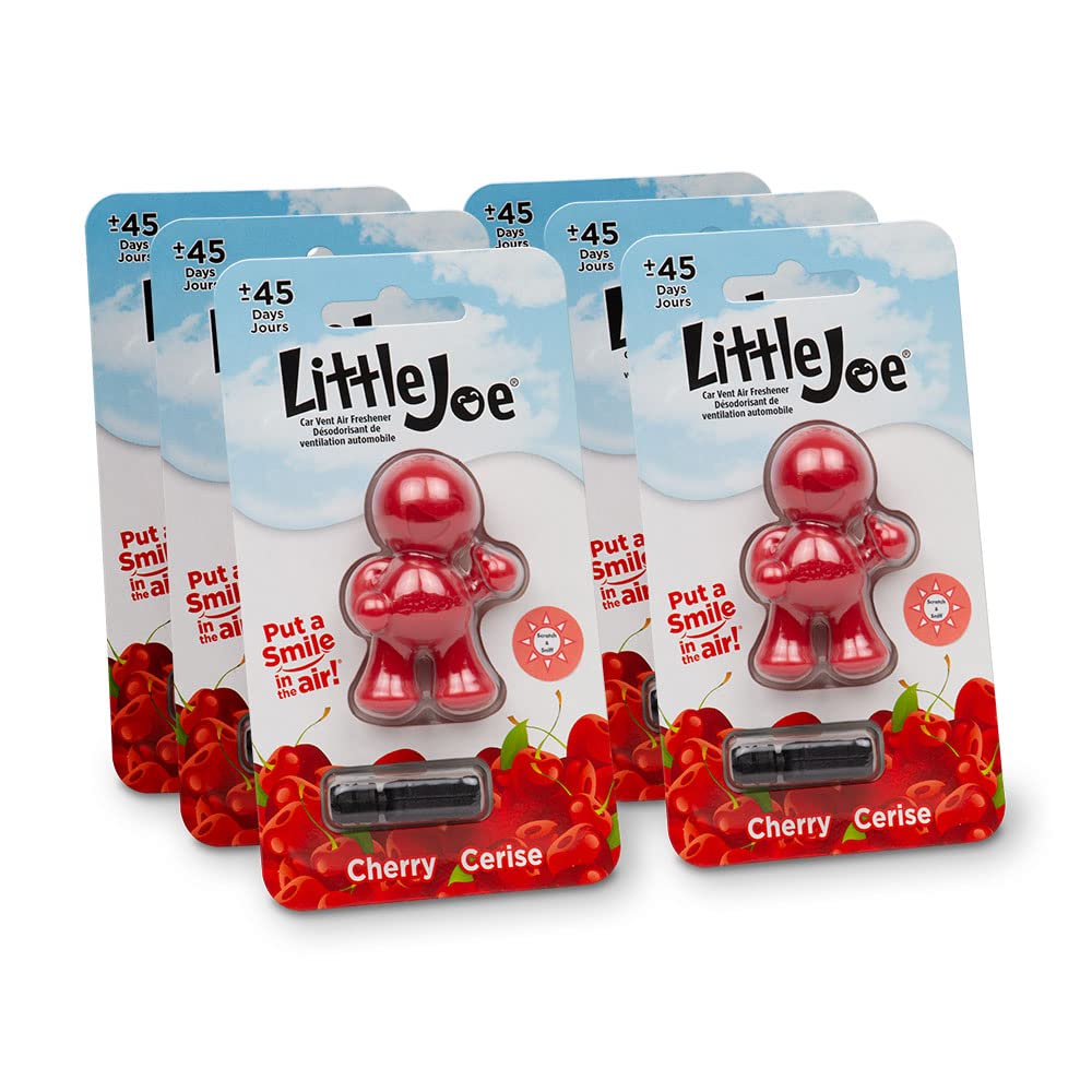 Little Joe 96407-6Pk Cherry Scent Car Air Freshener Clips To A/C Air Vent Uses Alcohol-Free Fragrance Oil Is Non-Hazardous And Non-Toxic Plastic, Pack Of 6