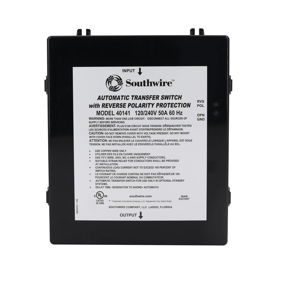 Southwire 50A Reverse Polarity Transfer Switch Model 40141-001