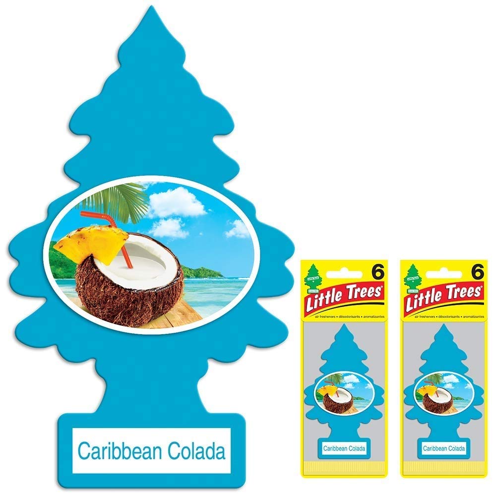 Little Trees Car Air Freshener | Hanging Paper Tree For Home Or Car | Caribbean Colada | 12 Pack