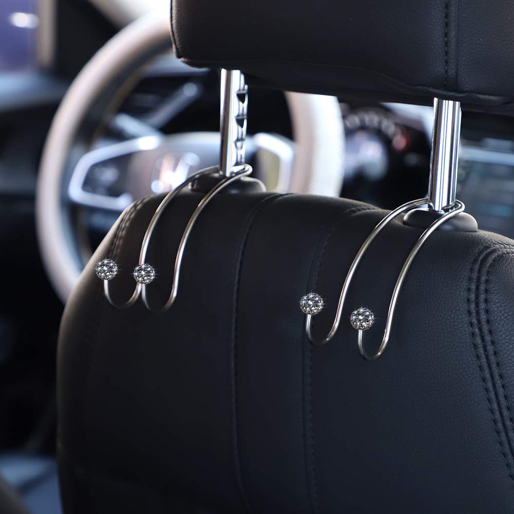 Savori Auto Hooks Bling Car Hangers Organizer Seat Headrest Hooks Strong And Durable Backseat Hanger Storage Universal For Suv T