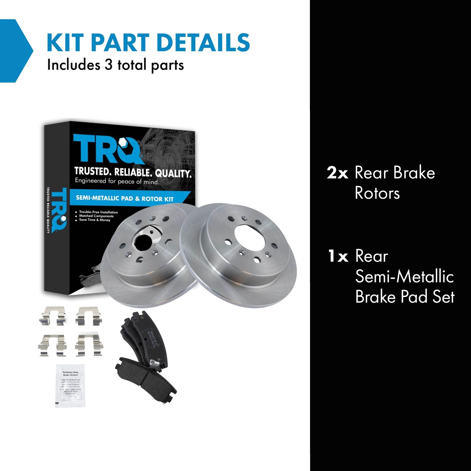 Trq Rear Brake Pad & Rotor Kit Brake Pads Brake Rotor Semi-Metallic Compatible With 2009 Buick Lacrosse 2006-2010 Chevrolet Impa