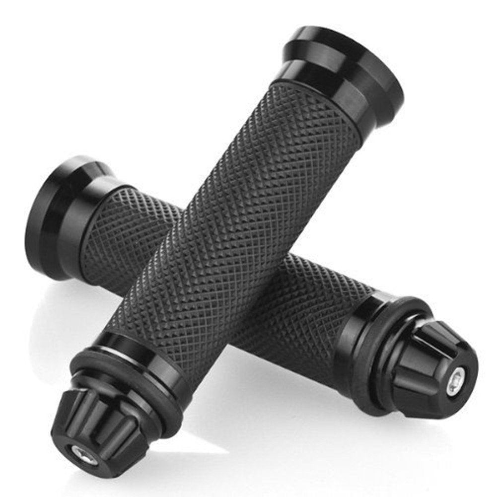 Nuoxinus Motorcycle Hand Grips With Bar End Cap, Racing Cnc Aluminum & Soft Rubber Handlebar Universal For 7/8''(22Mm) Handle Ba
