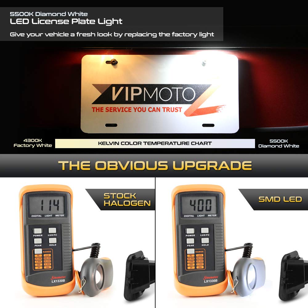 Vipmotoz Full Led Smoke Lens License Plate Light For 2003-2018 Compatible With Dodge Ram 1500 2500 3500 Pickup Truck, 6000K Diam