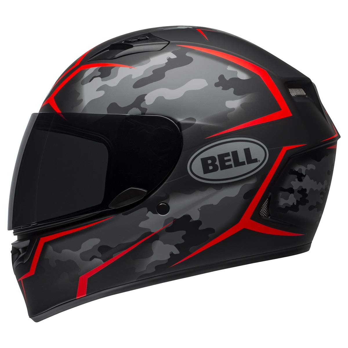 BELL Qualifier Full-Face Motorcycle Helmet - Small, Stealth Camo Matte Black/Red, Expanded Polystyrene (EPS)