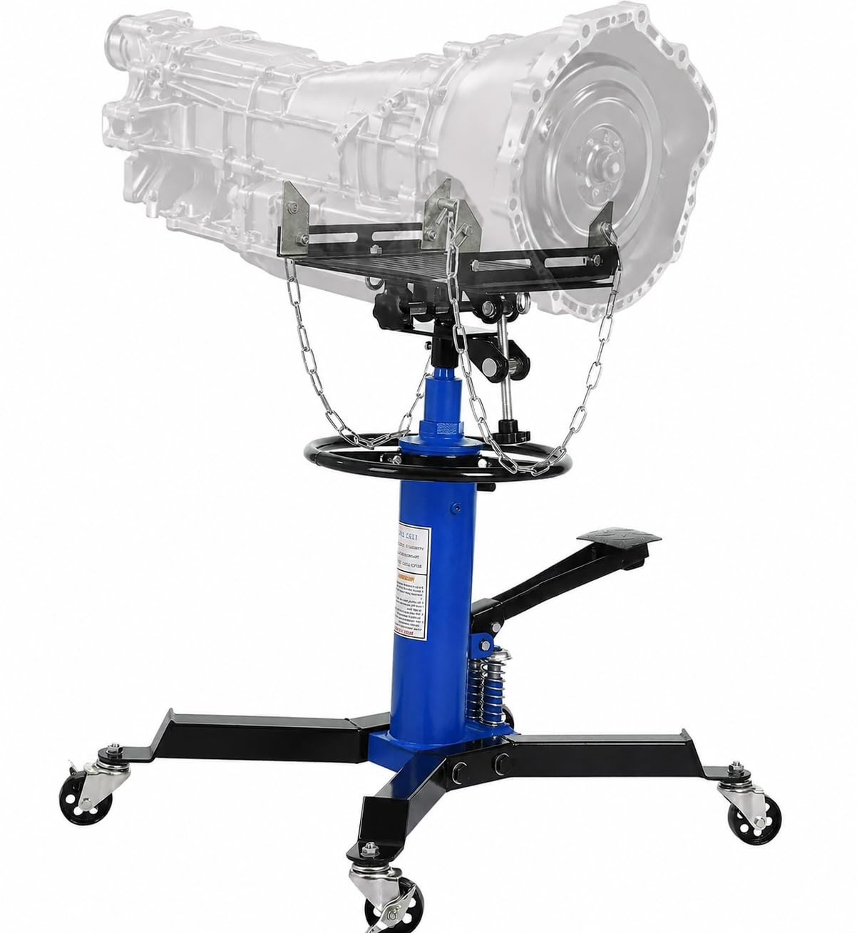 1322 LBS Transmission Jack High Lift 2-Stage Hydraulic Telescopic Stand, 33.5-69 Height, Foot Pedal & 360 Swivel Wheels, Heavy D