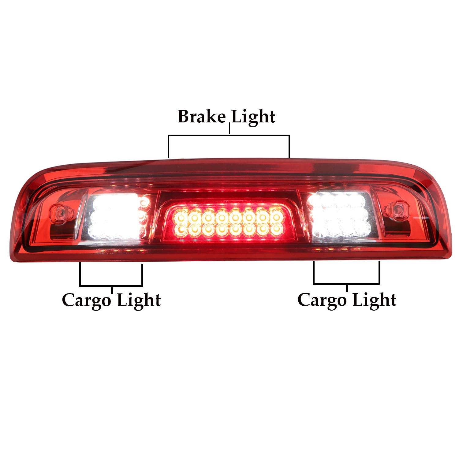 Tresound LED High Mount 3rd Brake Light for 2014-2018 Chevy Silverado/GMC Sierra - Chrome Housing + Red Lens